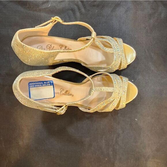 BRAND NEW DE BLOMSSOM COLLECT GLITTER RHINESTONE T-STRAP PLATFORM WEDGE SANDALS - Picture 8 of 16